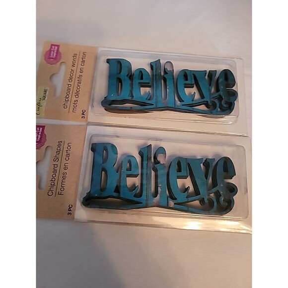Crafter's Square Laser Cut Words BELIEVE LOT OF 2 Packages TOTAL 6 Words New - Picture 2 of 4